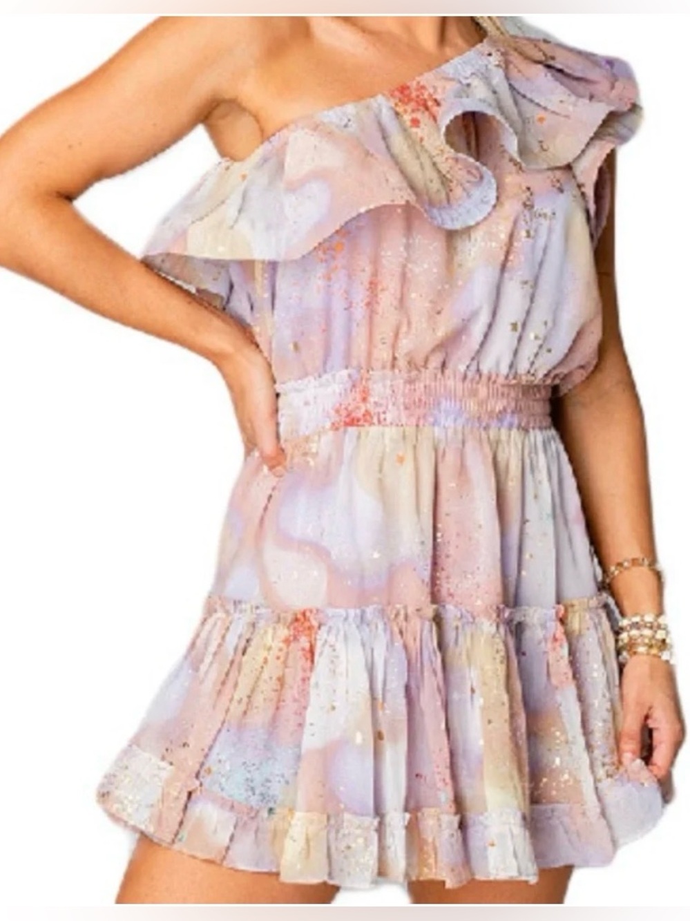 NWT Buddy Love One-Shoulder Multicolor Dress